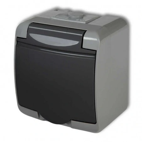 Gniazda-elektryczne - grafitowe gniazdo schuko z klapką do piwnicy 30ghe-1s junior karlik 