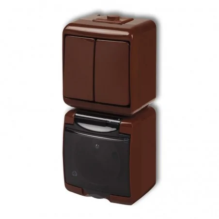 Gniazda-elektryczne - włącznik podwójny światła z gniazdem hermetycznym w pionie 4wghp-2d junior karlik 