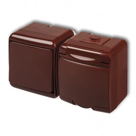 Gniazda-elektryczne - brązowy włącznik pojedynczy z gniazdem hermetycznym poziom 4wghh-1 junior karlik 