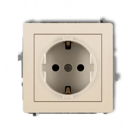 Gniazda-elektryczne - gniazdo pojedyncze z/u beżowe schuko przesłony torów deco 1dgp-1sp karlik 