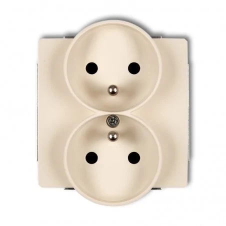 Gniazda-podwojne-podtynkowe - beżowe gniazdo elektryczne podwójne z uziemieniem do ramek deco soft 1dgprso-2z karlik 