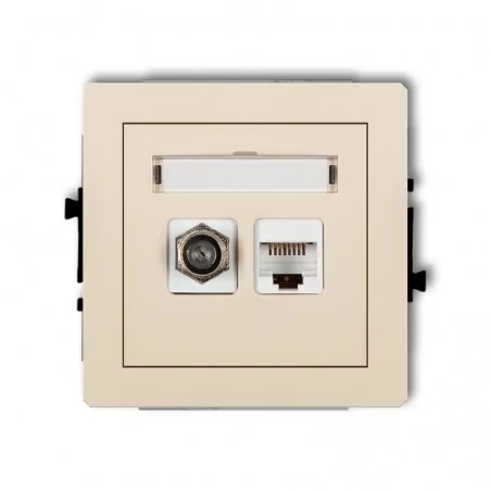 Gniazda-antenowe - gniazdo antenowe pojedyncze typu f (sat)+gniazdo komputerowe rj45 kat. 6 beżowe deco 1dgfk-5 karlik 