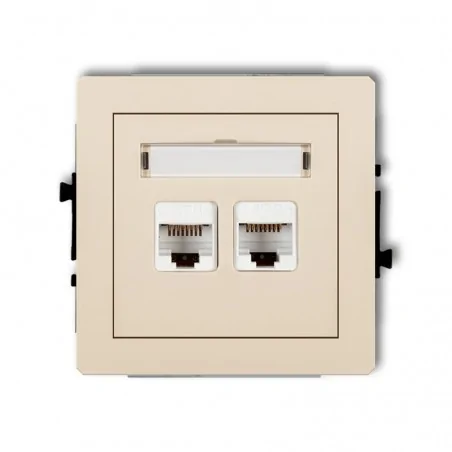 Gniazda-komputerowe - beżowe gniazdo podwójne komputerowe rj45 1dgk-4 deco karlik 