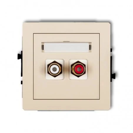 Gniazda-antenowe - gniazdo podwójne rca beżowe (typu cinch - biały i czerwony, pozłacany) deco 1dgrca-2 karlik 