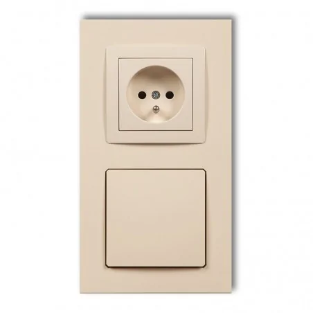 Gniazda-elektryczne - gniazdo ssące odkurzacza centralnego z gniazdem pojedynczym z uziemieniem beżowe deco 1dgv-2 karlik 