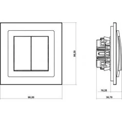 Wylaczniki-krzyzowe - podwójny włącznik krzyżowy srebrny metalik deco 7dwp-66 karlik 