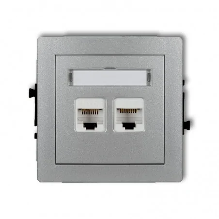 Gniazda-komputerowe - gniazdo podwójne komputerowe rj45 podtynkowe do ramki srebrny metalik deco 7dgk-4 karlik 