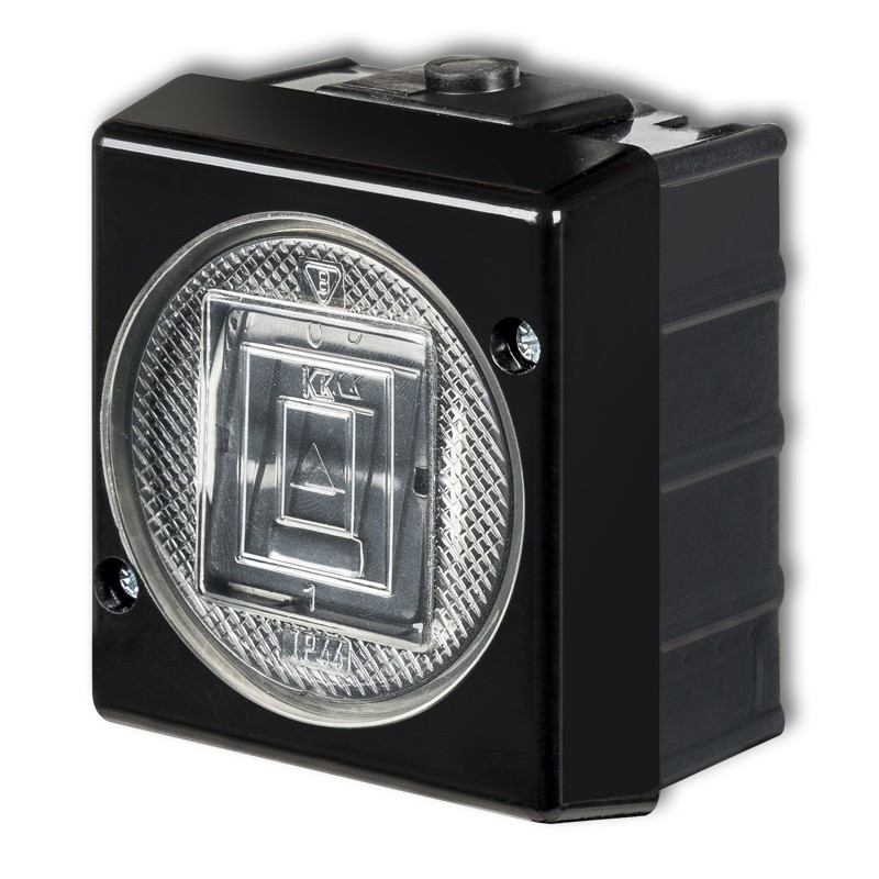 Wylaczniki-typu-swiatlo-zwierne - 12whs-5 przycisk zwierny światło czarny w starym stylu ip44 natykowy senior karlik firmy Karlik 