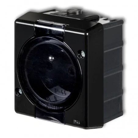 Gniazda-elektryczne - 12ghs-1d czarne gniazdo pojedyncze natynkowe z klapką ip44 senior karlik 