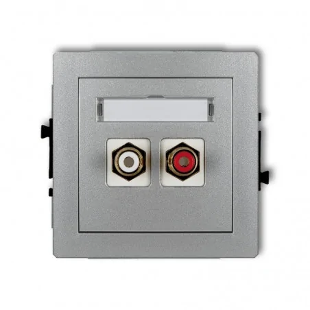 Gniazda-antenowe - gniazdo podwójne rca (typu cinch - biały i czerwony, pozłacany) srebrny metalik deco 7dgrca-2 karlik 