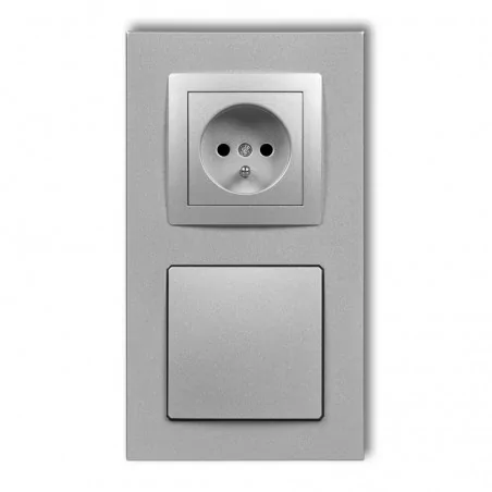 Gniazda-elektryczne - gniazdo ssące odkurzacza centralnego z gniazdem pojedynczym z uziemieniem srebrny metalik deco 7dgv-2 karlik 