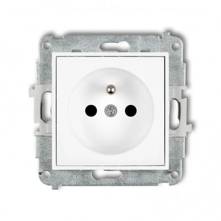 Gniazda-pojedyncze-podtynkowe - białe gniazdo pojedyncze z uziemieniem bez przesłon torów mgp-1z deco mini karlik 