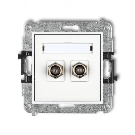 Gniazda-antenowe - gniazdo antenowe typu f podwójne sat niklowane mgf-2 mini karlik 