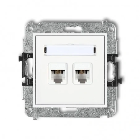 Gniazda-komputerowe - gniazdo komputerowe kat.6 ekranowane rj45 podwójne białe mgk-6 mini karlik 