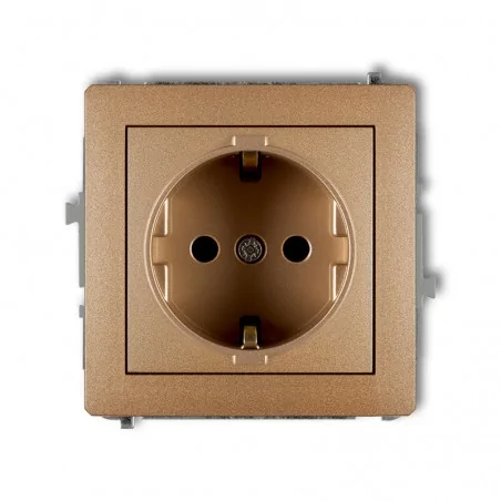 Gniazda-elektryczne - gniazdo pojedyncze z/u schuko przesłony torów złoty metalik deco 8dgp-1sp karlik 