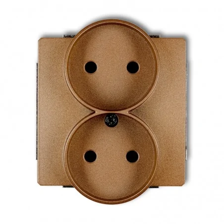 Gniazda-podwojne-podtynkowe - gniazdo podwójne bez uziemienia złoty metalik do ramek deco soft 8dgprso-2p karlik 