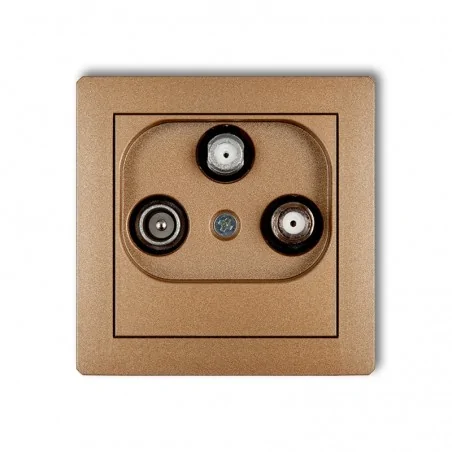 Gniazda-antenowe - gniazdo abonenckie rtv 2 wyjścia sat+tv złoty metalik deco 8dgsn karlik 