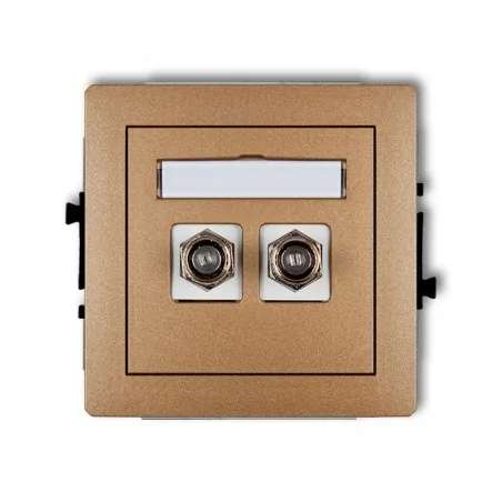 Gniazda-antenowe - gniazdo podwójne antenowe typu f (sat) niklowane złoty metalik deco 8dgf-2 karlik 