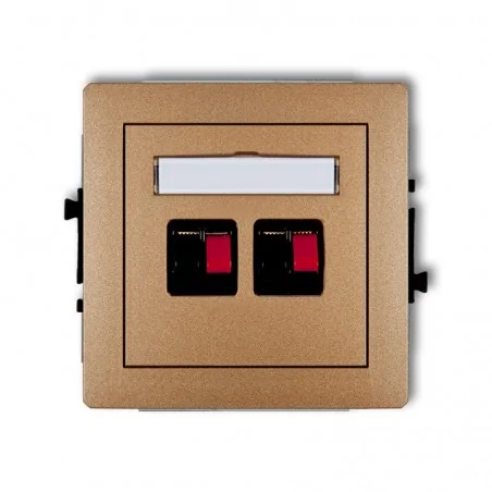 Gniazda-glosnikowe - gniazdo głośnikowe podwójne podtynkowe do ramki złoty metalik 8dgg-2 deco karlik 