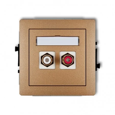 Gniazda-antenowe - gniazdo podwójne rca (typu cinch - biały i czerwony, pozłacany) złoty metalik deco 8dgrca-2 karlik 