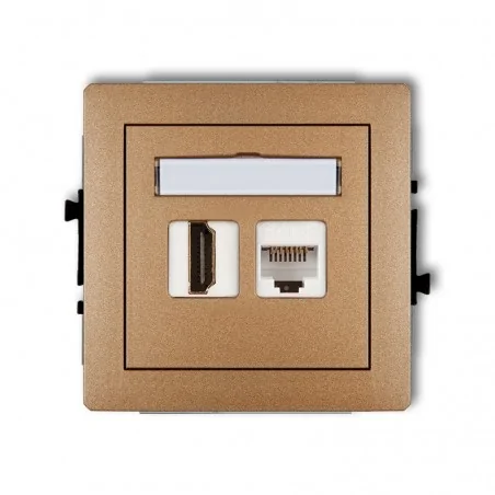 Gniazda-hdmi - gniazdo hdmi z gniazdem komputerowym 1xrj45 złoty metalik deco 8dghk karlik 