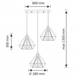 Lampy-sufitowe - czarno-złota geometryczna lampa wisząca potrójna 3xe27 hira 318510 polux 