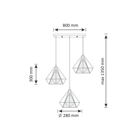 Lampy-sufitowe - czarno-złota geometryczna lampa wisząca potrójna 3xe27 hira 318510 polux 