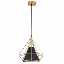 Lampy-sufitowe - nowoczesna czarno-złota lampa wisząca sufitowa geometryczna e27 hira 318558 polux