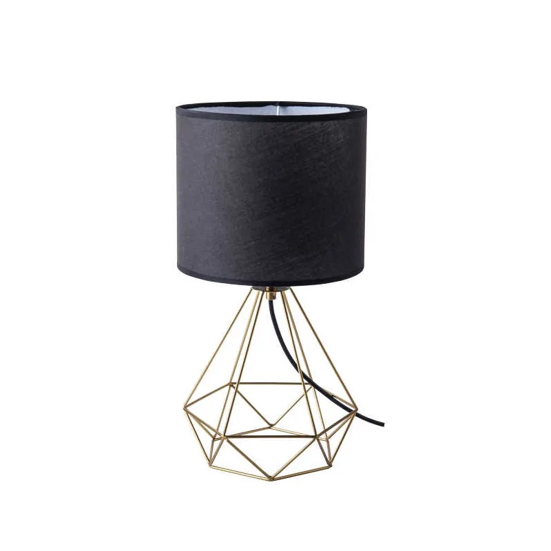 Lampki-nocne - lampka stołowa geometryczna czarno-złota na żarówkę e27 hira 318602 polux firmy POLUX GOLDLUX 