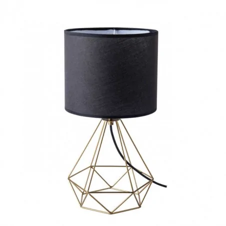Lampki-nocne - lampka stołowa geometryczna czarno-złota na żarówkę e27 hira 318602 polux 