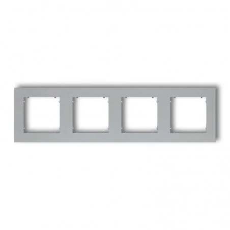 Ramki-poczworne - srebrna ramka poczwórna 7mr-4 do gniazd i włączników mini karlik 