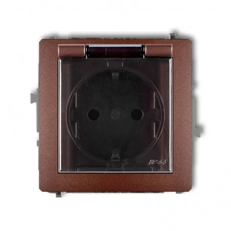 Gniazda-elektryczne - gniazdo pojedyncze z klapką dymną do łazienki z/u typu schuko brązowy metalik deco 9dgpb-1sp karlik 