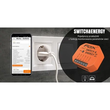 Przekazniki-i-akcesoria - przekaźnik pojedynczy do puszki z kontrolą parametrów sieci 230v fox wifi 230v switch & energy f&f 