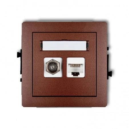 Gniazda-antenowe - gniazdo antenowe pojedyncze typu f (sat)+gniazdo komputerowe rj45 kat. 6 brązowy metalik deco 9dgfk-5 karlik 