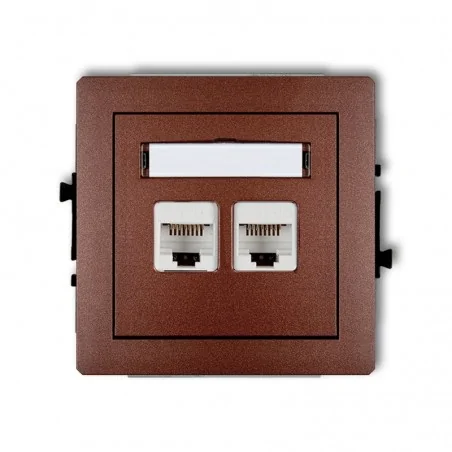 Gniazda-komputerowe - podwójne gniazdo komputerowe rj45 brązowy metalik deco 9dgk-4 karlik 