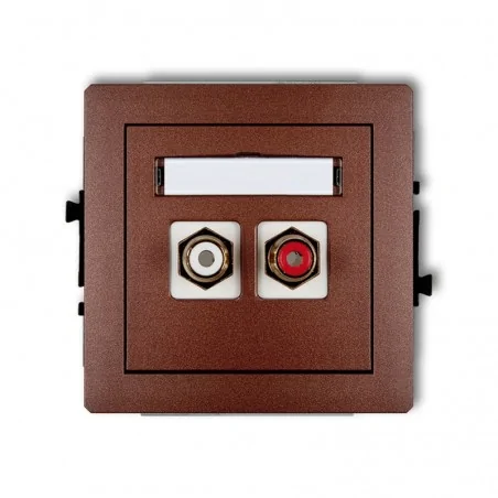 Gniazda-antenowe - gniazdo podwójne rca (typu cinch - biały i czerwony, pozłacany) brązowy metalik deco 9dgrca-2 karlik 