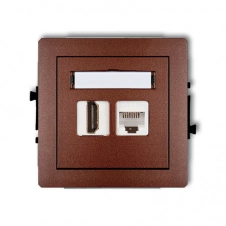 Gniazda-hdmi - gniazdo hdmi z gniazdem komputerowym 1xrj45 brązowy metalik deco 9dghk karlik 