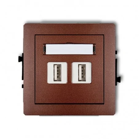 Gniazda-hdmi - gniazdo podwójne usb-aa 2.0 podtynkowe brązowy metalik deco 9dgusb-2 karlik 