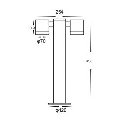 Slupki-ogrodowe - czarny słupek ogrodowy 2xgu10 ip44 45cm ketto eko8340 eko-light 