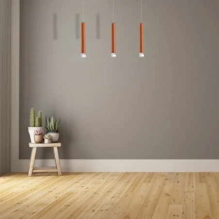 Lampy-sufitowe - potrójne oświetlenie wiszące regulowane 15w led copper ml985 eko-light 