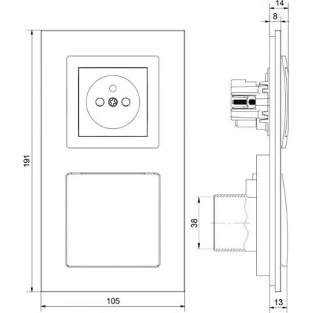 Gniazda-elektryczne - gniazdo ssące odkurzacza centralnego z gniazdem pojedynczym z uziemieniem grafitowy deco 11dgv-2 karlik 