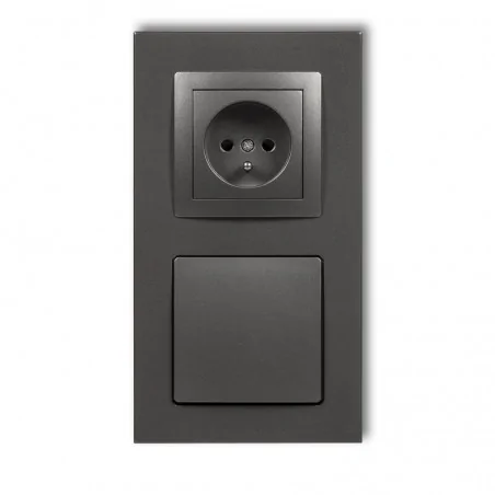 Gniazda-elektryczne - gniazdo ssące odkurzacza centralnego z gniazdem pojedynczym z uziemieniem grafitowy deco 11dgv-2 karlik 