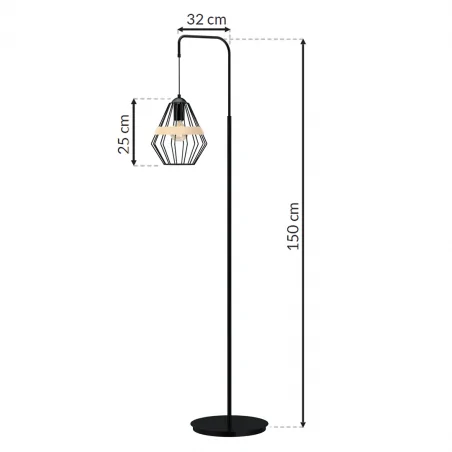 Lampy-stojace - czarna lampa stojąca o wysokości 150cm 1xe27 cliff black mlp5528 eko-light 