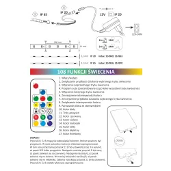 Tasmy-led - zestaw taśmy led o długości 5m z pilotem zasilaczem i kontrolerem ip65 24w led magic rgb 314970 polux 