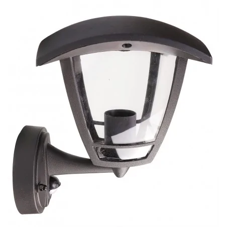 Kinkiety-ogrodowe - plastikowy czarny kinkiet ogrodowy z czujnikiem ruchu i zmierzchu ip54 e27 szot-sensor og/0058 rum-lux 