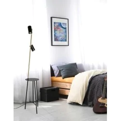 Lampy-stojace - lampa podłogowa z półką czarno-złota perret 52-00019 candellux 
