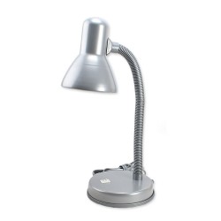 Lampki-biurkowe - srebrna lampka na biurko klasyczna z włącznikiem w podstawie 60w e27 l1 lb/0019  rum-lux