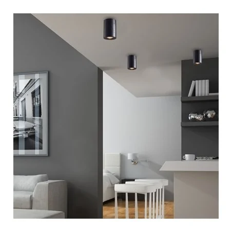 Oprawy-sufitowe - czarna oprawa sufitowa tuba z wzorkiem regulowana gu10 bima ml7687 eko-light 