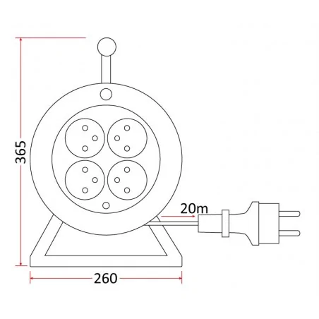 Przedluzacze-bebnowe - przedłużacz bębnowy szpulowy - guma 20m psg/4-3-20 rum-lux 