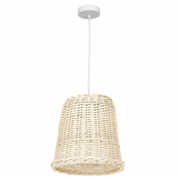 Lampy-sufitowe - lampa sufitowa wiklinowy biały klosz  drewno boho vimini wood e27 mlp7991 eko-light